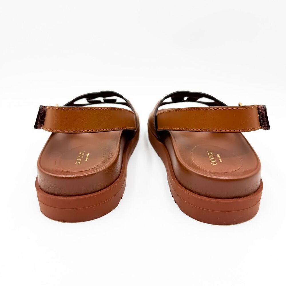 Gucci GG Cutout Sandals Cosmos Softy Tan Leather Size 38, US 8 - Picture 5 of 13